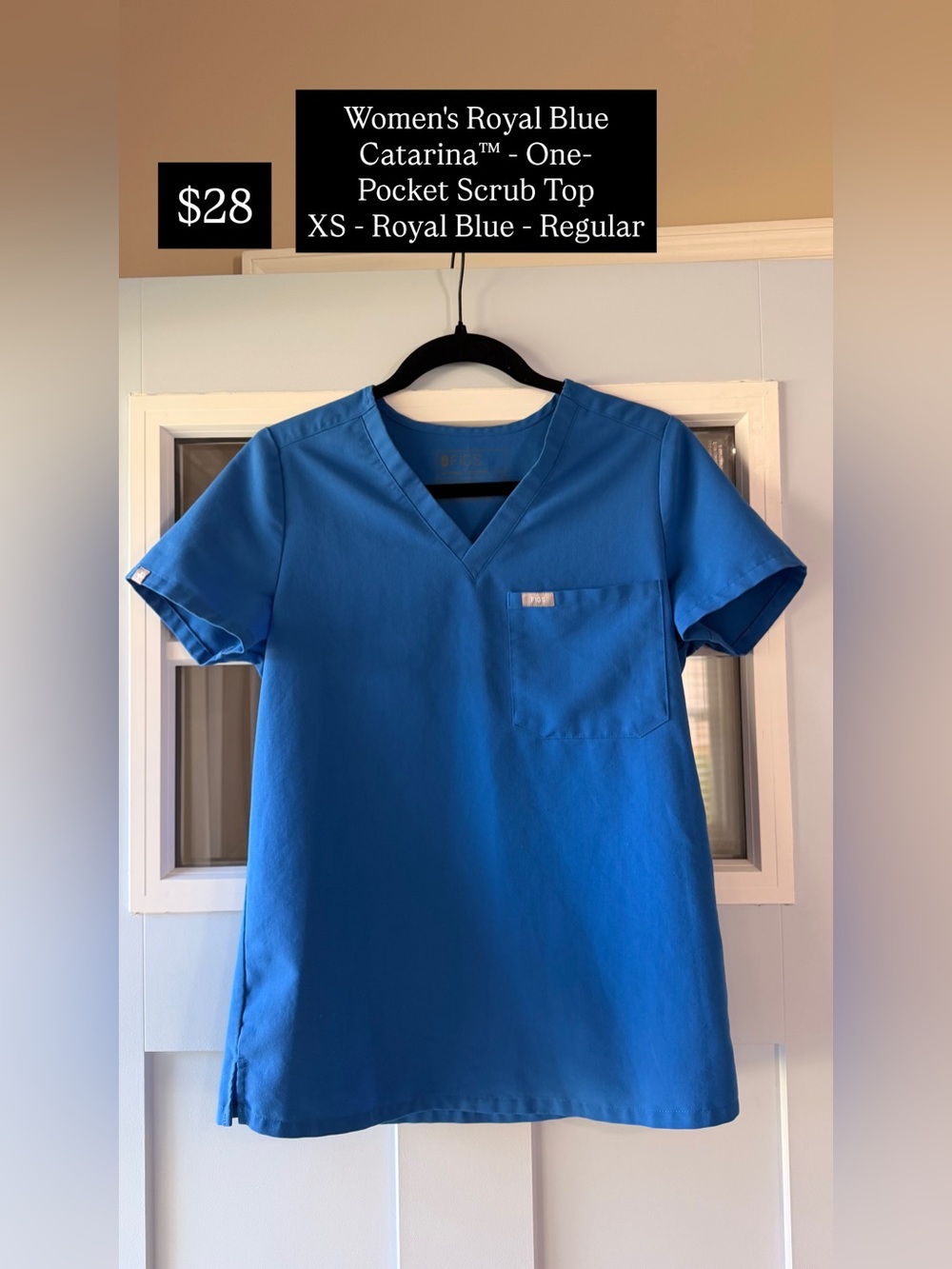 Figs Catalina V-Neck One-Pocket Scrub Top in Royal Blue